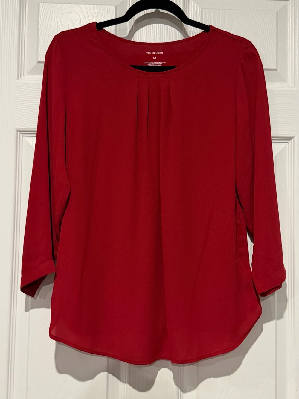 Van Heusen Red Long Sleeve Pleated Front Blouse